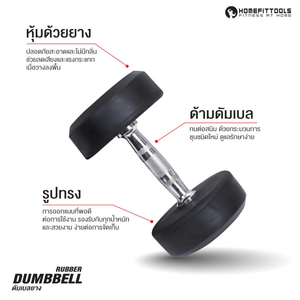 ดัมเบลยางเหลี่ยม HOMEFITTOOLS 30 KG 1 คู่